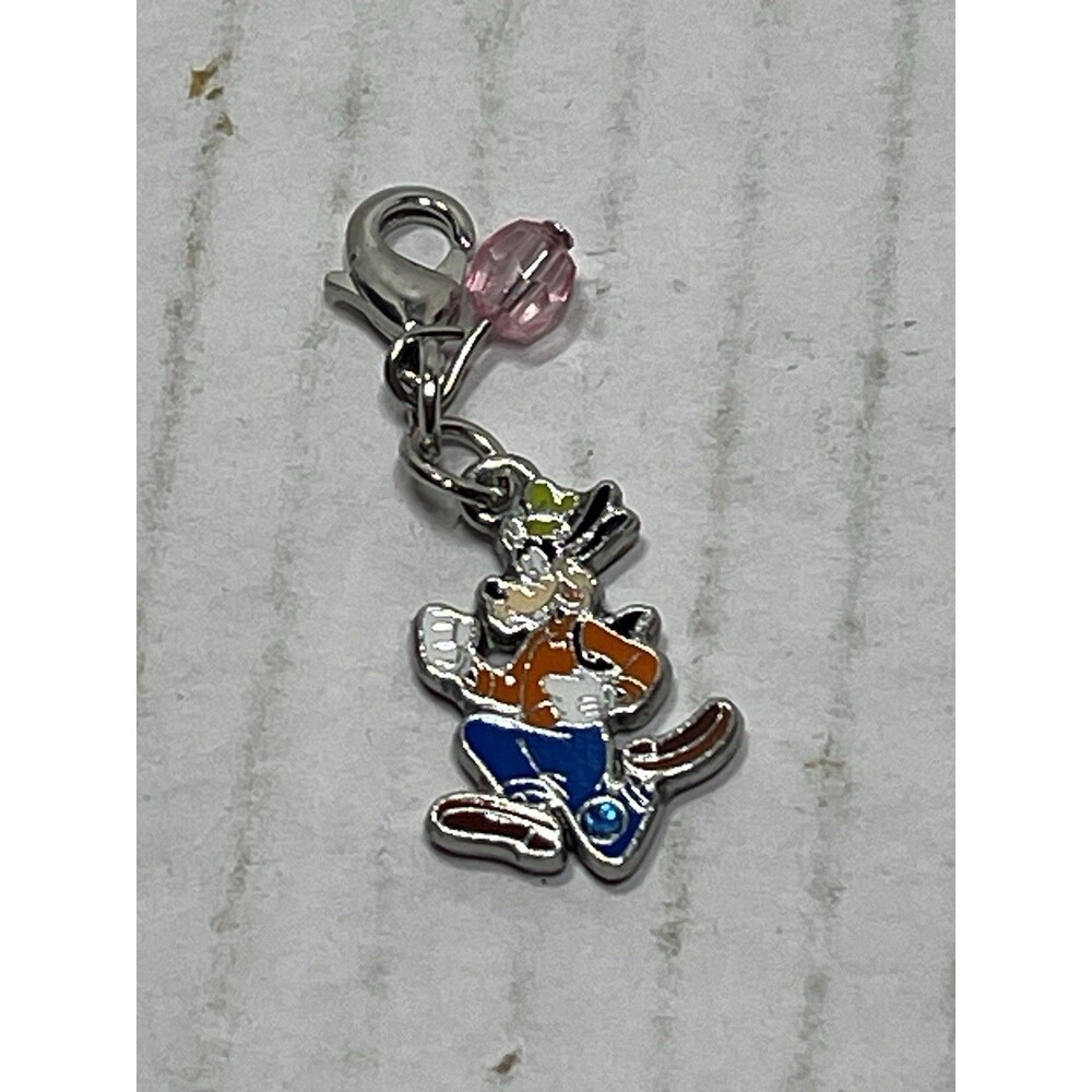 Vintage Disney Goofy Charm Clip On For Bracelet Zipper Pull Purse Crystals